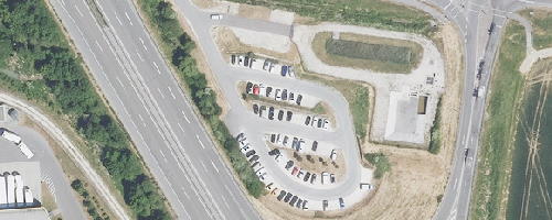 Luftbild Mitfahrparkplatz Langenau